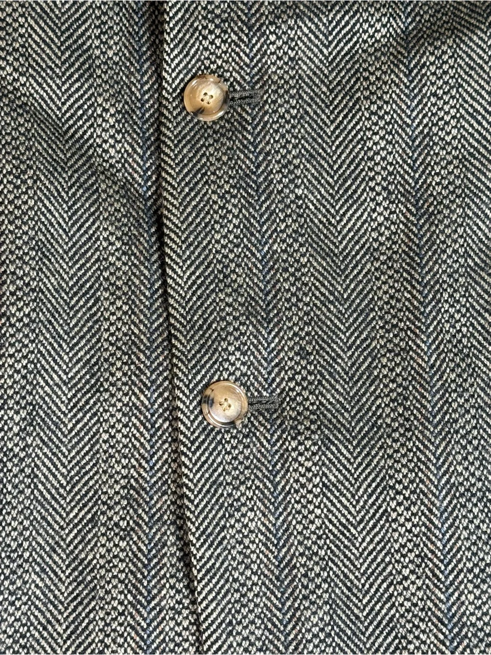 Lands’ End 46L Lambswool Herringbone Tweed Blazer Sport Coat Gray 2 Button